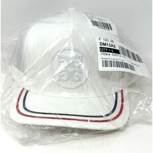 G/FORE Soutache Circle Gs Tall Trucker Hat Cap White Red Blue NWT Adjustable
